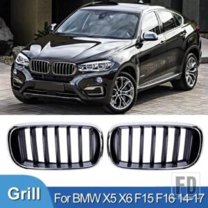 PULLECO クロームフロントキドニーグリルレーシンググリルグリル電気メッキ BMW X5 F15 X6 F16 X5M F85 X6M F86 14-17 自動