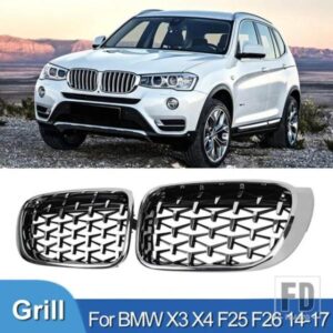 PULLECO ダイヤモンドフロントバンパーグリルレーシンググリルキドニーグリル BMW X3 X4 F25 F26 2014-2017 アクセサリー