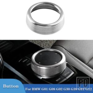 マルチメディアボタンカバートリムノブステッカークロームアクセサリー 18 + BMW 5 7 シリーズ 6GT X3 X4 G01 G08 G02 G30 G38 G11 G12