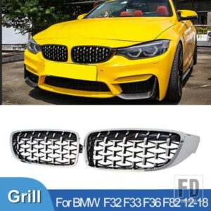 PULLECO BMW 4 シリーズ F32 F33 F36 M3 F80 M4 F82 ダイヤモンドフロントバンパーグリル自動グリルレーシンググリルグリル 12-18