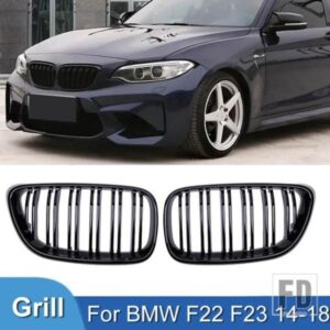 PULLECO BMW 2 シリーズ F22 F23 F87 M2 フロントバンパーグリルキドニーレーシンググリルダブルスラットグリルグロスブラック 2014-2018