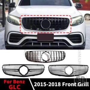 ダイヤモンド GT スタイルフロントインレットメッシュグリルレーシングバンパーグリルメルセデス X253 ベンツ GLC 200 220 250 260 300 350 2015-2018