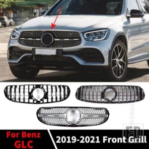 ダイヤモンド GT スタイルフロントバンパーグリルインレットグリルメルセデス X253 ベンツ GLC 2019-21 300 200 220 チューニングフードメッシュグリッド
