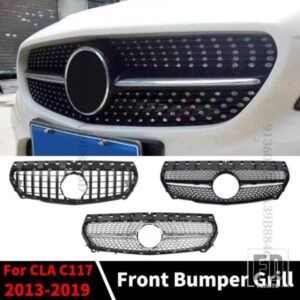 センター改築フロントフードグリルレーシングバンパーグリル GT ダイヤモンドメッシュメルセデスベンツ CLA C117 W117 2013-2019 180 200 220 260