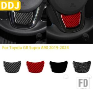 トヨタ GR スープラ A90 A91 MK5 2019-2024 アクセサリーカーボン車内あごステアリングホイールトリムステッカー装飾