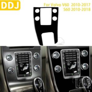 ボルボ V60 2010-2017 S60 2010-2018 アクセサリーピアノブラックプラスチックインテリア中央制御パネルトリムステッカー LHD RHD