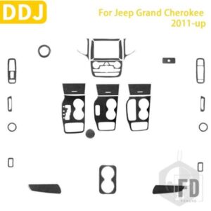 ジープグランドチェロキー 2011-UP アクセサリーカーボンインテリアギアカップホルダートランペット中央制御トリムステッカー