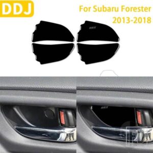 スバルフォレスター 2013-2018 カーアクセサリープラスチックピアノブラックインテリアインナードアボウルカバートリムステッカー