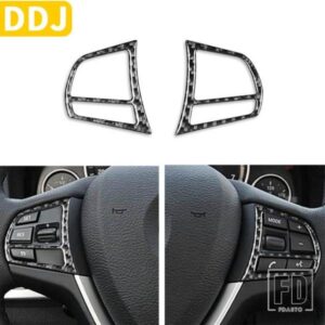 BMW X3 F25 2011-2017 X4 F26 2014-2017 カーボンインテリアトリムステアリングホイールボタンフレームカバーステッカー装飾