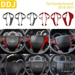 ホンダアコード 9TH 2014-16 アクセサリーカーボン車内ステアリングホイールボタンパネルトリムステッカー
