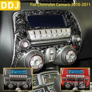 シボレーカマロ 2010 2011 アクセサリーカーボンインテリアコントロールセンターエアコンスイッチパネルトリムステッカー