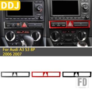アウディ A3 S3 8P 2006 2007 アクセサリーカーボンインテリアハザードランプスイッチパネルカバートリムステッカー装飾