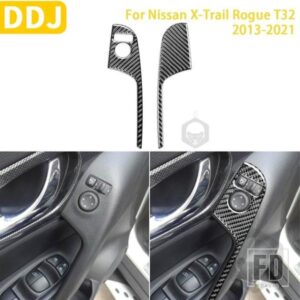 日産エクストレイルローグ T32 2013-2021 アクセサリーカーボンインテリア車ミラー調整スイッチトリムステッカー装飾