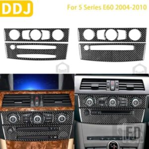 BMW 5 シリーズ E60 2004-2010 アクセサリーカーボン車内 CD 空調制御パネルトリムステッカー装飾