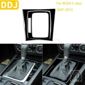 メルセデス W204 C クラス 2007-2013 アクセサリー光沢ピアノブラックインテリアギアシフトフレーム収納ボックストリムステッカー