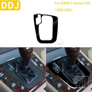 BMW 3 シリーズ E46 1998-2005 ACCESSORIE 車ピアノブラックインテリアシフトフレームギアパネルカバートリムステッカー