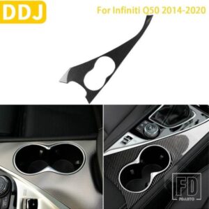 インフィニティ Q50 2014-2020 カーアクセサリーインテリアカーボンカップホルダーパネルトリムステッカー装飾