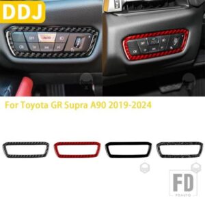トヨタ GR スープラ A90 MK5 2019-24 アクセサリーカーボン車内ヘッドライトスイッチトリムステッカー