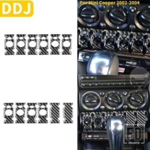 ミニクーパーハッチ 1 R50 R53 2002-2004 アクセサリーカーボンカーセンターライトコントロールボタンウィンドウリフトスイッチステッカー