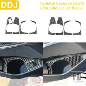 カーボン BMW 3 シリーズ G20 G28 325LI 330D 335 2019-2021 アクセサリードア収納カップホルダートリムステッカー