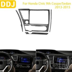 ホンダシビック 9TH クーペ/セダン 2013-2015 アクセサリーカーボン車内中央制御パネルエアアウトレットステッカー