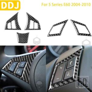 BMW 5 シリーズ E60 2004-2010 アクセサリーカーボン車内ステアリングホイールパネルトリムステッカー装飾