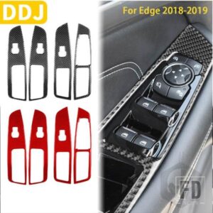 フォードエッジ 2015-19 アクセサリーカーボンインテリアウィンドウコントロールリフティングパネルトリムステッカー装飾