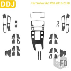 ボルボ S60 V60 XC60 2010-2018 アクセサリーカーボンインテリアフルセットカバーステッカースタイリング