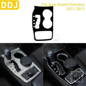 ジープグランドチェロキー 2011 2012 2013 アクセサリーピアノブラックプラスチックインテリアギアカップホルダーパネルトリムステッカー LHD RHD