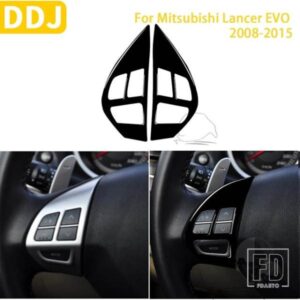 三菱ランサー EVO X MR 2008-2015 カーアクセサリープラスチックピアノブラックインテリアステアリングホイールボタントリムステッカー