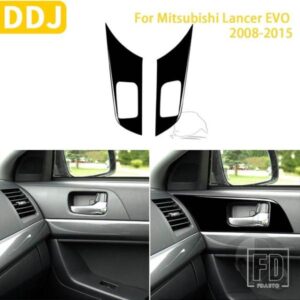 三菱ランサー EVO X MR 2008-2015 カーアクセサリープラスチックピアノブラックインテリアドアハンドルパネルトリムステッカー装飾