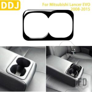 三菱ランサー EVO X MR 2008-2015 カーアクセサリープラスチックピアノブラックインテリアリアアームレストカップホールドパネルトリムステッカー