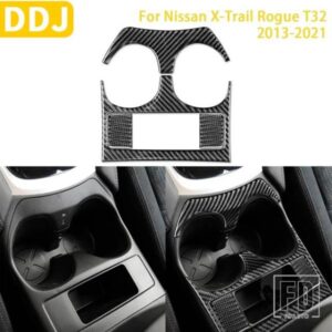 日産エクストレイルローグ T32 2013-2021 アクセサリーカーボンインテリアカップホルダーパネルトリムステッカー装飾