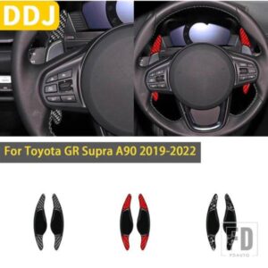 トヨタ GR スープラ A90 2019-22 アクセサリーカーボン車内ステアリングホイールパドルシフト装飾