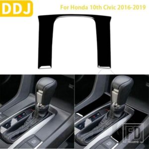 ホンダ 10TH シビック 2016-2019 カーアクセサリーピアノブラックプラスチックインテリア中央ギア外枠トリムステッカー ABS 装飾