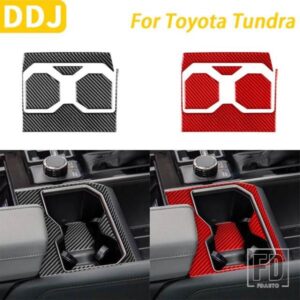 トヨタ タンドラ セコイア 2022-2024 カーアクセサリーカーボンセンターコンソール水カップホルダーパネルカバー装飾ステッカー