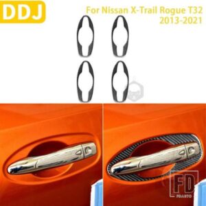 日産エクストレイルローグ T32 2013-2021 アクセサリーカーボンインテリア車外側ドアハンドルトリムステッカー装飾