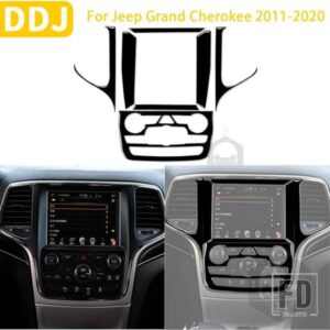 ジープグランドチェロキー 2011-2020 アクセサリー黒プラスチックインテリア中央制御ナビゲーションボタンラジオトリムステッカー