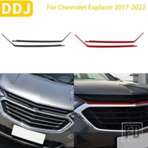 シボレーエクスプローラー 2017-22 アクセサリーカーボン車内フロントグリルストリップトリムステッカー