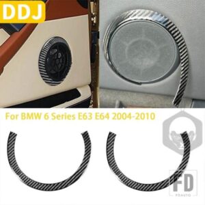 BMW 6 シリーズ E63 E64 2004-2010 アクセサリーカーボン車内ドアスピーカーリングトリムステッカー装飾