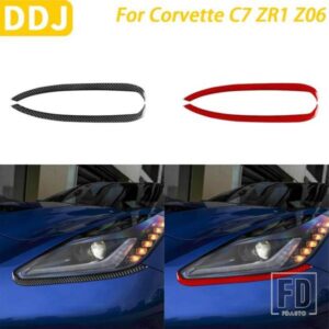 シボレーコルベット C7 ZR1 Z06 2014-2019 カーアクセサリーカーボンフロントヘッドライトアイブロウパネルストリップ装飾ステッカー