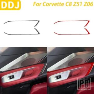 シボレーコルベット C8 Z51 Z06 2020-2023 アクセサリーカーボンダッシュボードサイドスピーカーパネルカバーインテリアステッカー