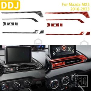 マツダ MX5 2016-2023 アクセサリーカーボンセンターダッシュボード空調ベント AC コンセントフレームカバーステッカー
