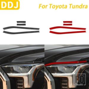 トヨタ タンドラ セコイア 2022-2024 カーアクセサリーカーボンフロントヘッドライトアイブロウパネルトリムカバー装飾ステッカー