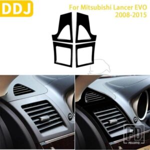 三菱ランサー EVO X MR 2008-2015 カーアクセサリープラスチックピアノブラックインテリアサイドエアアウトレットトリムステッカー
