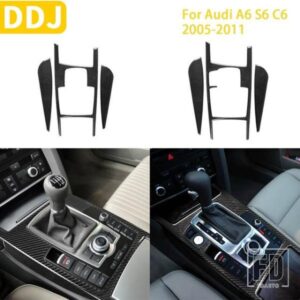 アウディ A6 S6 C6 2005-2011 カーアクセサリーギアシフトサイドパネルトリムカバーカーボンステッカー装飾