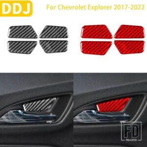 シボレーエクスプローラー 2017-22 アクセサリーカーボン車内インナードアボウルカバートリムステッカー