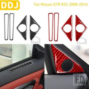 日産 GTR R35 2008-2016 アクセサリーカーボン車室内窓デフォッガーサイドドアエアアウトレットフレームトリムステッカー