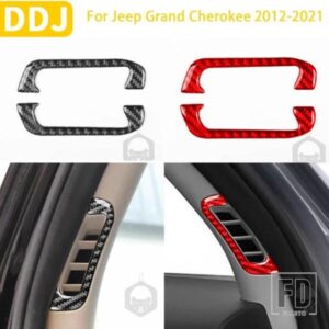 ジープグランドチェロキー 2012-2021 アクセサリーカーボン車内列サイドエアアウトレットトリムステッカー装飾
