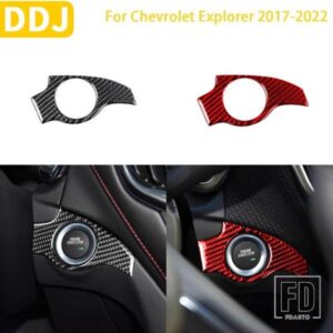 シボレーエクスプローラー 2017-22 アクセサリーカーボン車内スタートボタンフレームトリムステッカー